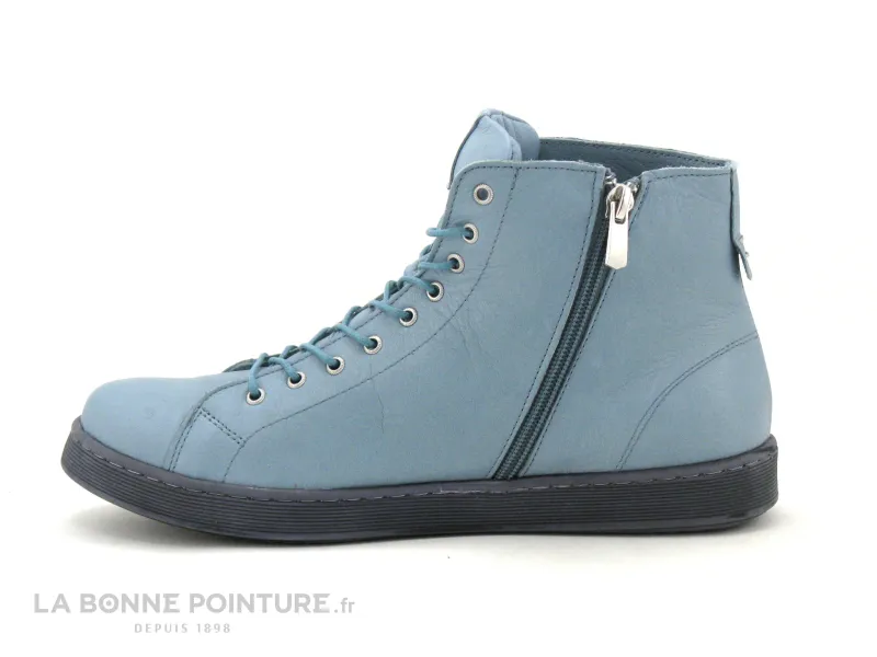 Achat chaussures Andrea Conti Femme Chaussure montante, vente Andrea Conti 0344900-016 petrol - Basket montante cuir bleu Femme