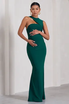 Angelic | Robe longue verte de maternité à col arrondi
