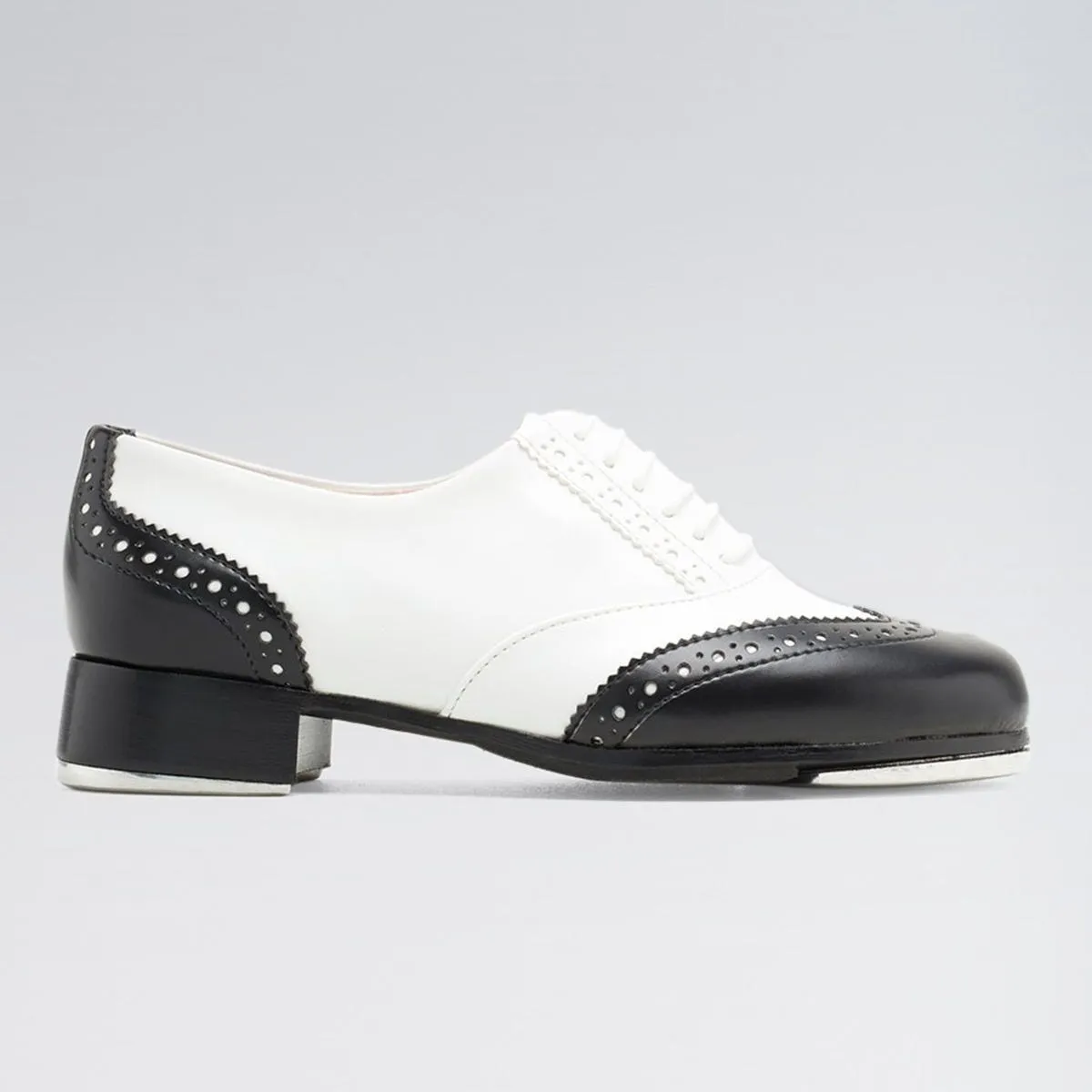 Bloch « Charleston » Chaussures de Claquettes Noires et Blanches