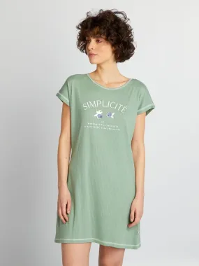 Chemise de nuit côtelée - Vert