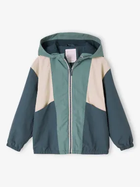Coupe-vent à capuche colorblock garçon vert d'eau - Vertbaudet