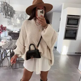 Femme - Pull Oversize en Maille Chaud - Style Confortable et Tendance 