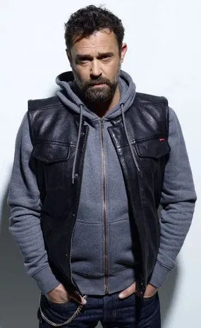 Gilet cuir homme noir
