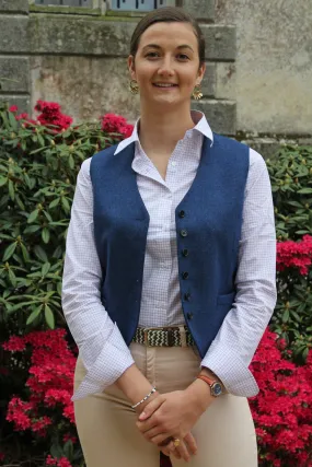 Gilet tailleur tweed femme bleu encre