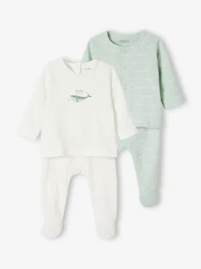 Lot de 2 pyjamas bébé 2 pièces en jersey bleu ciel - Vertbaudet