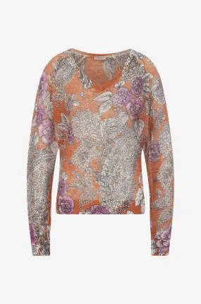 Pull en mohair mélangé imprimé roses et Paisley