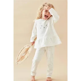 Pyjama 2 pièces à pois en velours blanc - Noukies