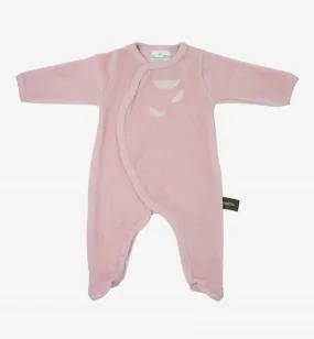 Pyjama bébé en Coton Bio à motifs plumes blanches rose - Kadolis