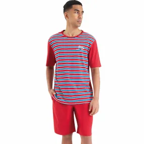Pyjama court homme Rayures Rouge Manches courtes en coton Athéna - Pyjama court Homme sur MenCorner