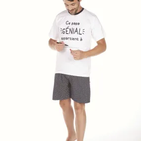 Pyjama pour homme en coton blanc/marine Dodo Homewear - Pyjama & Peignoir Homme sur MenCorner