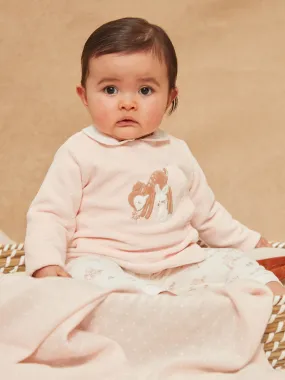 Pyjama rose et écru en velours