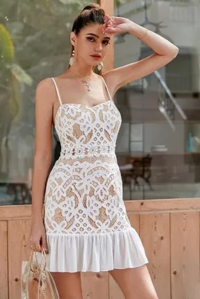Robe Courte Vintage Blanche En Dentelle