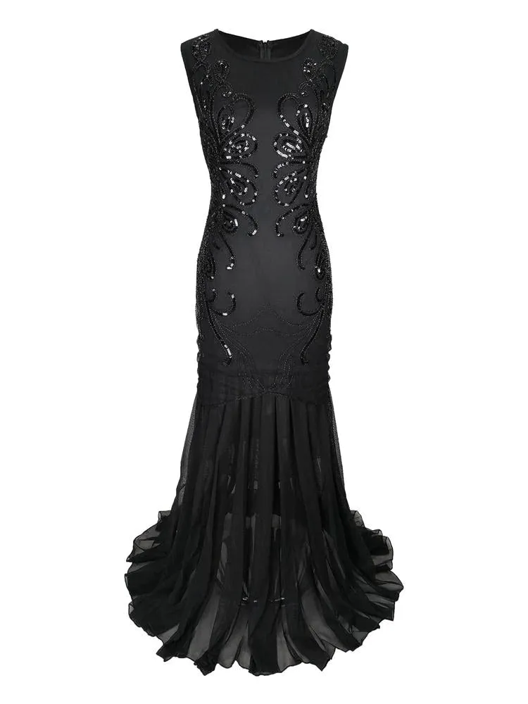 Robe Gatsby Longue  Rétro Chic Noire