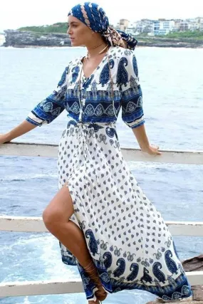 Robe longue boho bleu marine