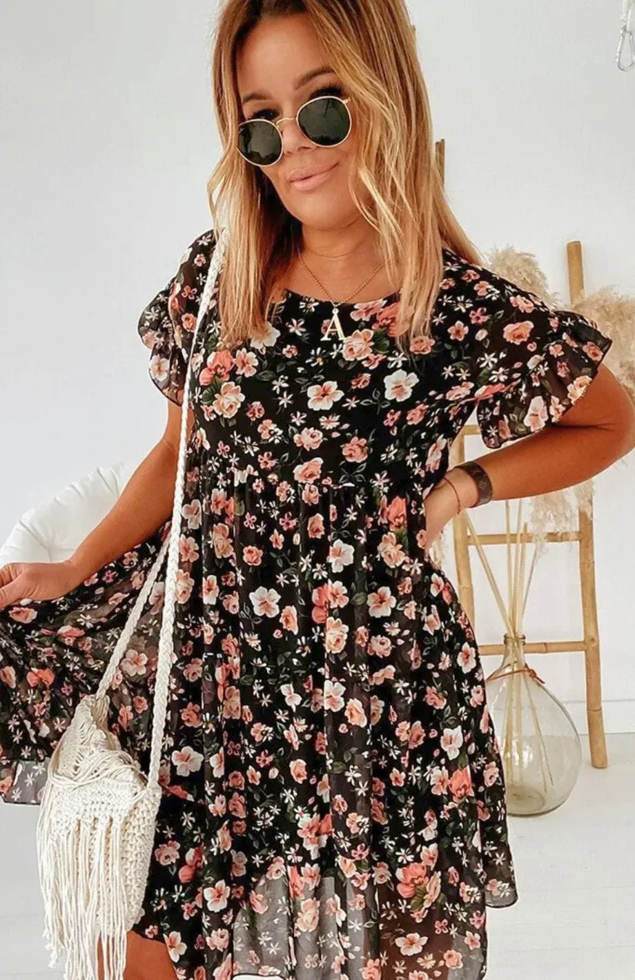 Robe Mi-Longue Fleurie Bohème