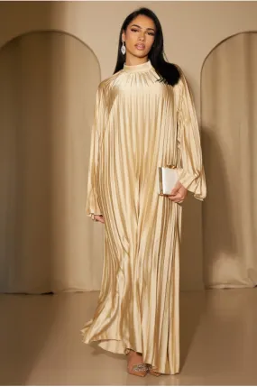 Robe plissée beige