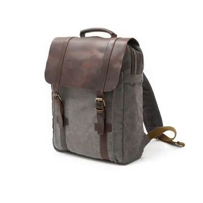 Sac à dos toile huilée unisex pour ordinateur ou documents 