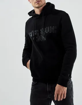 Sweat noir à capuche avec message Homme