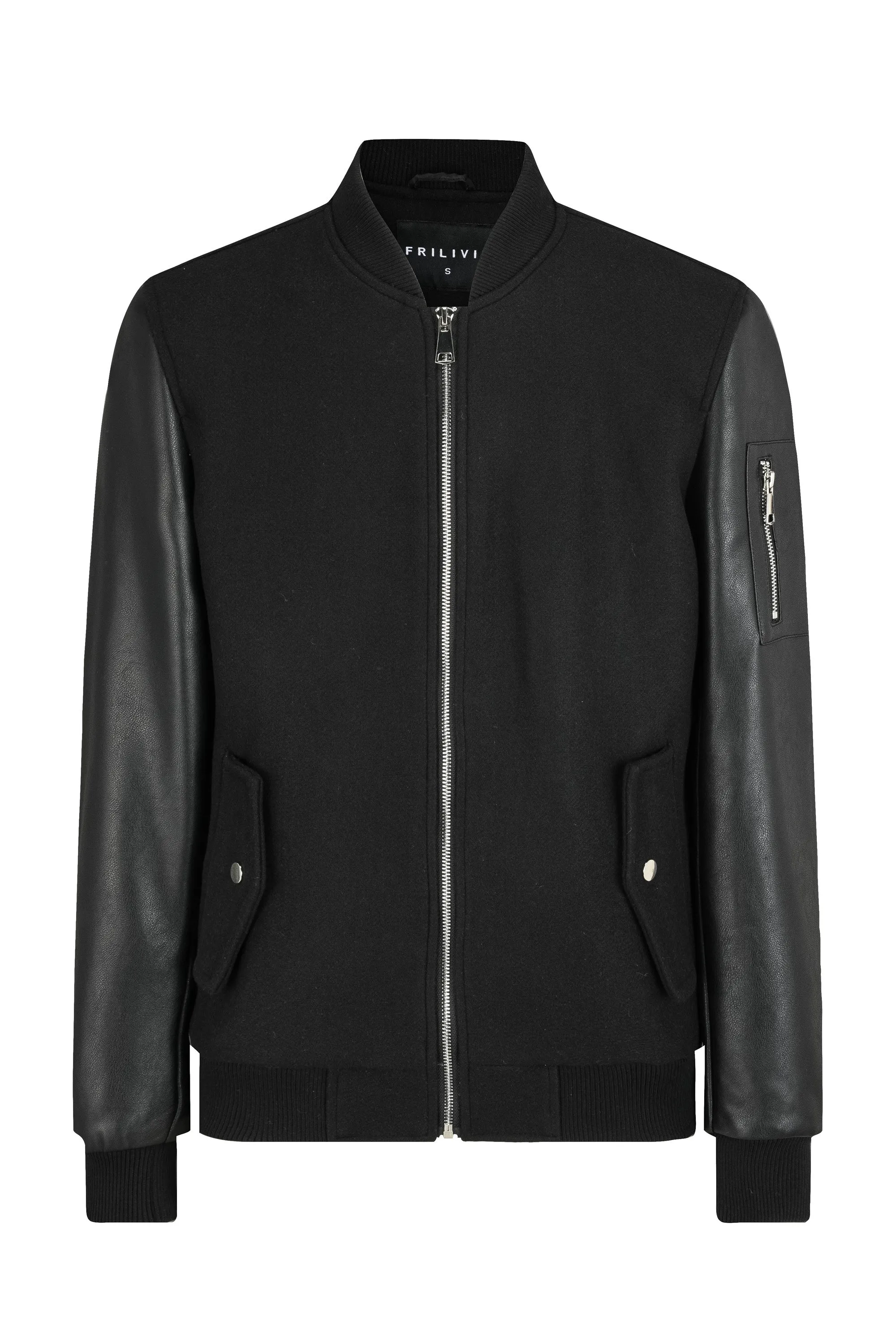 Veste avec manche simili cuire