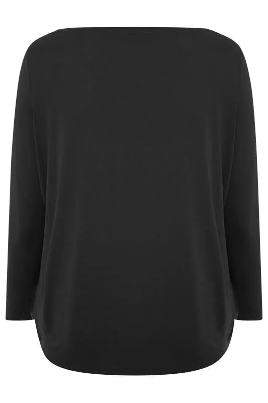 YOURS - T-Shirt Noir Manches Longues Jersey