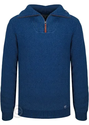 Zip-up sweater dark indigo blue style